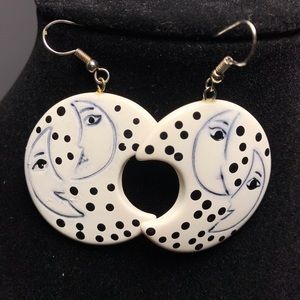 Moon Crescent Black And White Earrings Boho chic